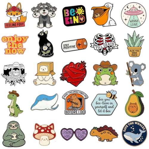 20/40/50/80 PCS Cute Enamel Backpack Pins, Funny Enamel Pins Bulk Set Cool Button Pins Aesthetic Brooch Lapel Pins Anime for Backpacks, Jackets, Hats, Kids, Girls(Style-20) (20 Count)