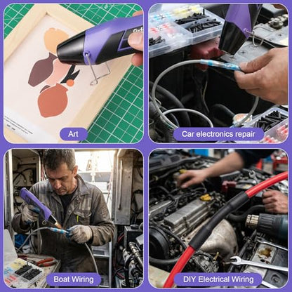 Mini Heat Gun with 100PCS Solder Seal Connectors & 200PCS Shrink Tubing