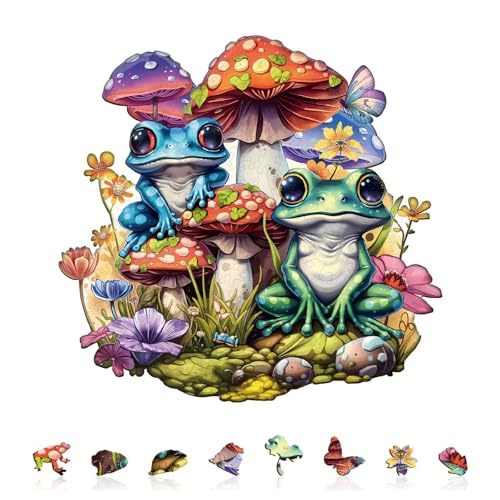 Mushroom Frog Puzzles Adults Gifts for Women Men Wooden 275 Pieces 13.4 x 12.8in