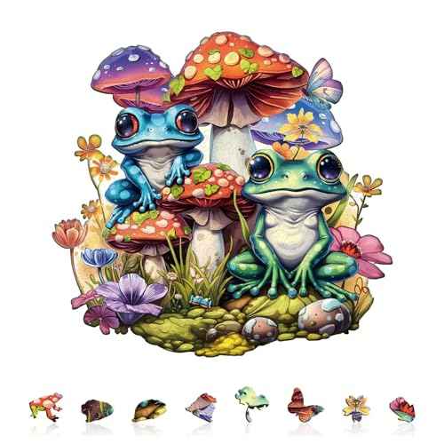 Mushroom Frog Puzzles Adults Gifts for Women Men Wooden 175 Pieces 11.4 x 10.9in