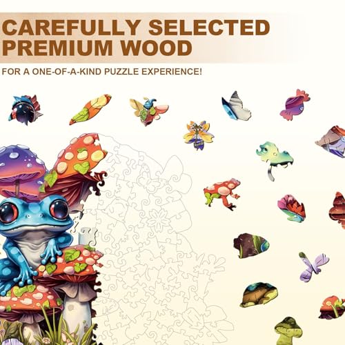 Mushroom Frog Puzzles Adults Gifts for Women Men Wooden 275 Pieces 13.4 x 12.8in
