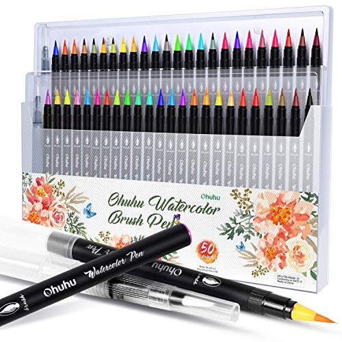 Professional Watercolor Brush Markers Pen 48 Colors of Ohuhu (48 Count)