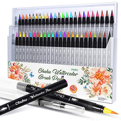 Professional Watercolor Brush Markers Pen 48 Colors of Ohuhu (48 Count)