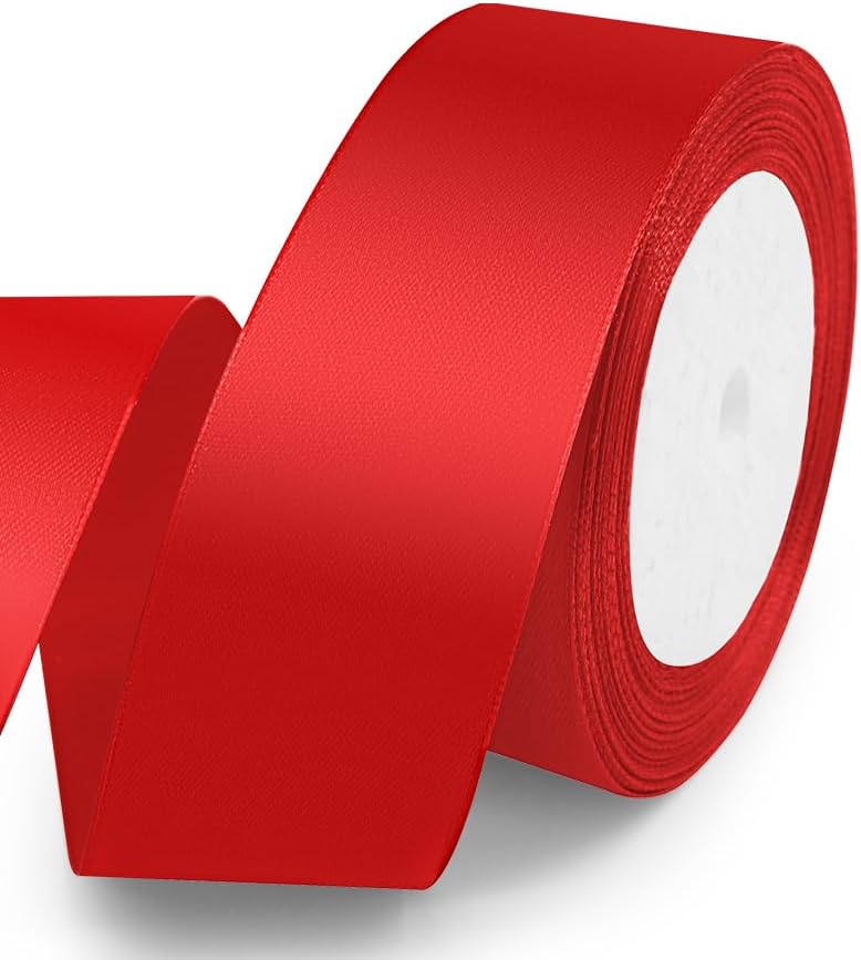 KMER LIFE 1-1/2 Inches x 25 Yards Red Satin Ribbon Solid Fabric Ribbons for Crafts, Wedding Decor, DIY Hair Accessories, Sewing, Gift Package Wrapping, Valentine's Day Bouquet and More - Crafty Corner