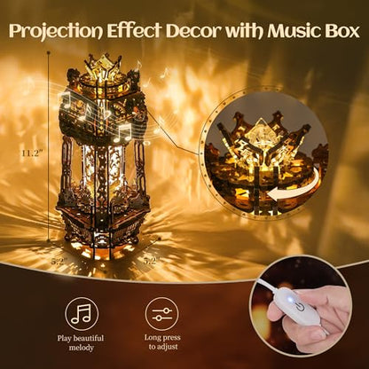 LED 3D Wood Puzzle Poker World Projector Lamp