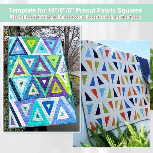 3 Set Tall Triangle Rulers for Quilting 6 8 10 Inch Wedge Triangle & Wing Quilting Rulers and Templates Acrylic Quilt Templates for Sewing Layer Cake Patchwork Cutting Pattern DIY Craft