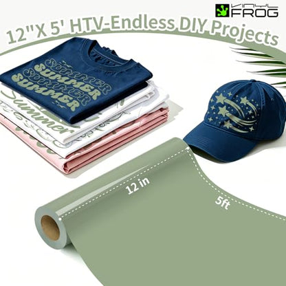 Sage Green Heat Transfer Vinyl Roll 12" x5ft Matte HTV Vinyl