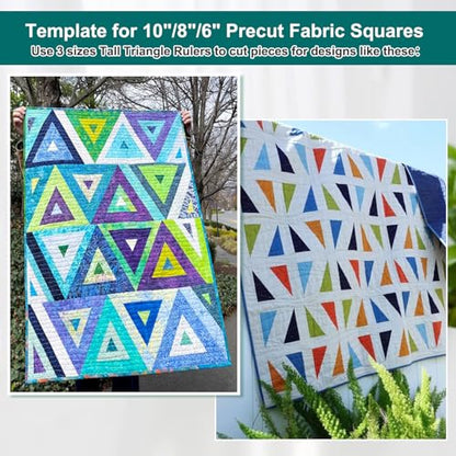 3 Set Tall Triangle Rulers for Quilting 6 8 10 Inch Wedge Triangle & Wing Quilting Rulers and Templates Acrylic Quilt Templates for Sewing Layer Cake Patchwork Cutting Pattern DIY Craft