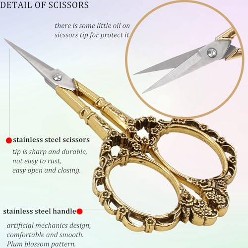 4.5Inch Embroidery Stainless Steel Scissors with Leather Cover Tassel DIY Tools Dressmaker Small Shears Precision for Crafting Thread Cutting Sewing DIY Artwork Housework