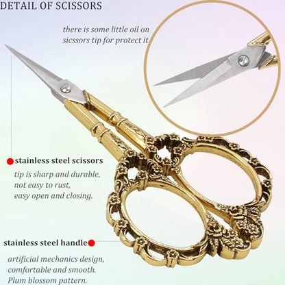 4.5Inch Embroidery Stainless Steel Scissors with Leather Cover Tassel DIY Tools Dressmaker Small Shears Precision for Crafting Thread Cutting Sewing DIY Artwork Housework