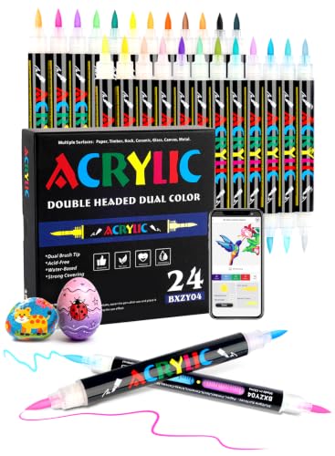 48 Colors Acrylic Paint Markers with 24 Dual