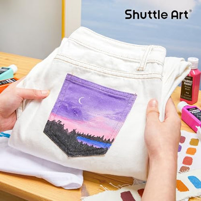 Fabric Paint Shuttle Art 30 Colors Permanent Soft Fabric Paint in Bottles (60 Fl Oz)