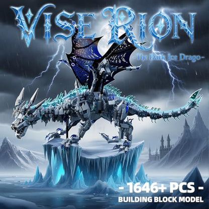 Mechanical Dark Ice Dragon Building Block Set with Motor