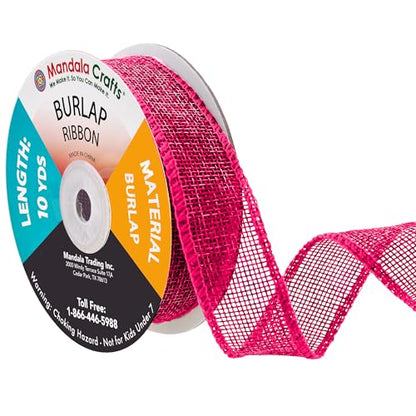 1 Inch Wide Hot Pink Burlap Ribbon for Crafts (120 Feet)