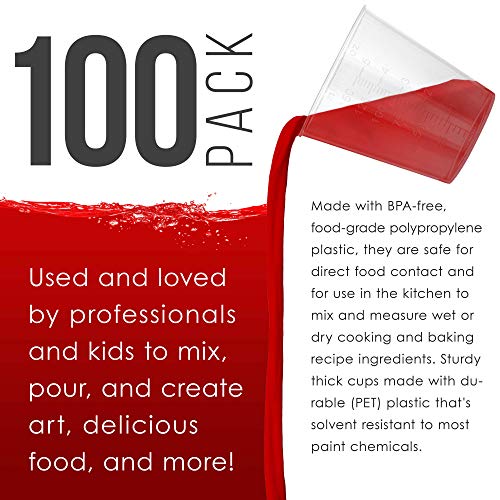5 Oz (150 ml) Liquid Measuring Cups,100 Pack with 25 Sticks