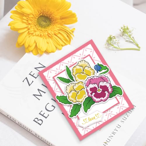 Realistic Pansy Stamps and Dies and Layering Coloring Stencil Set