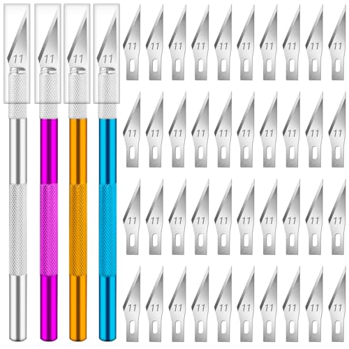 4 Exacto Knives with 40 No. 11 Blades for Crafting (44 Count)