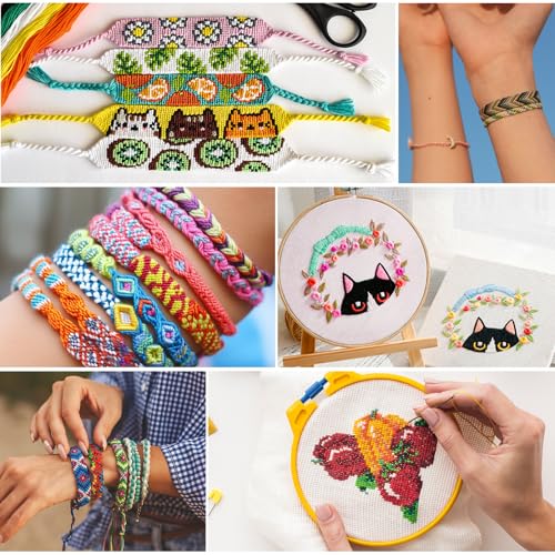 276 Pack Embroidery Floss Thread Kit Including 210 Colors Cross Stitch Sewing Thread with 66 Pcs Embroidery Accessories and 4 (276 Count)