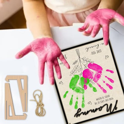 Mother's Day Handprint Art Craft Mother's Day Birthday Grandparents Gift from Kids Toddler Baby Floral Bouquet DIY Gift for Mom (7.0548 Ounce)