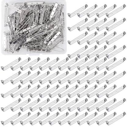 100 Pcs Brooch Pin Backs Bar Pins Backs for Crafts Safety Clasp with Plastic Box (100 Count)