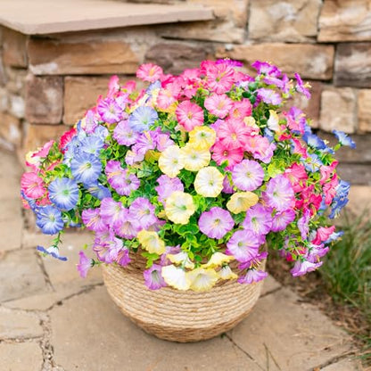 Artificial Flowers Fake Plants for Outdoors Decoration (12 Count)