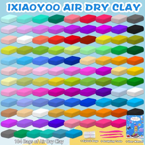 Air Dry Clay 104 Colors Foam Modeling Clay for School Projects (104 Count)