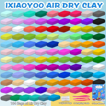Air Dry Clay 104 Colors Foam Modeling Clay for School Projects (104 Count)