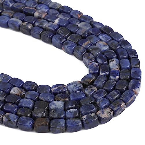 Natural Blue Sodalite Cuboid Stone Loose Semi Gemstone Beads for Jewelry Making 8mmx12mm 38cm (33 Count)