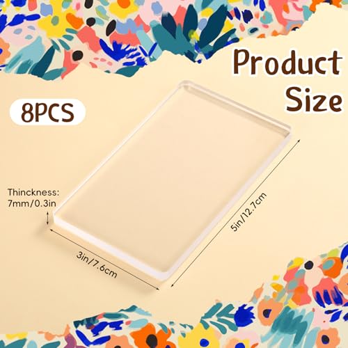 8 Pack Monoprinting Print Plates 5 x 3 Inch Reusable Silicone Plate Class Printing Plates for Press Art Printmaking for Card Making (8 Count)