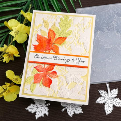 3D Autumn Theme Plastic Embossing Folders Maple Leaf for DIY Scrapbooking Photo Album Card Paper Craft Decoration for Card Making