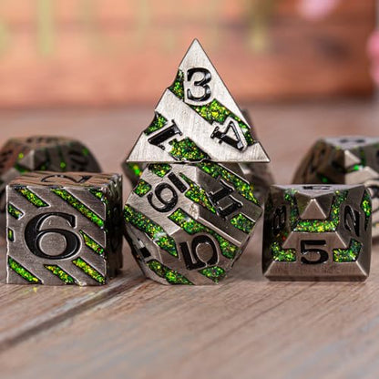 DND Dice Set Dungeons and Dragons Dice d20 Metallic Stripes Dice with Gift Case