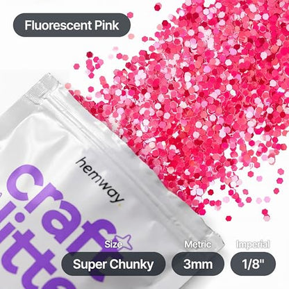 Craft Glitter Fluorescent Neon Pink 100g Super Chunky Glitter (3.5274 Ounce)