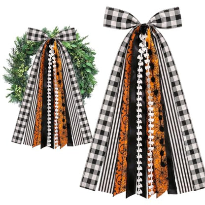 Large Halloween Ribbon Bow for Wreath