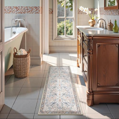 Boho Floral Washable Kitchen Runner Rugs