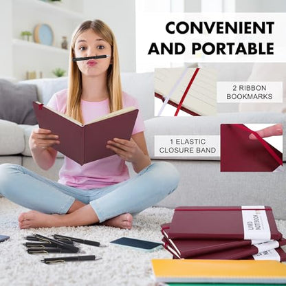 30 Set Lined Notebook Journals with Pens A5 Notebooks 100 GSM College Ruled Hardcover Notebook PU Leather Notepad with Pen Holder for Office School