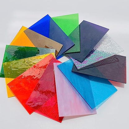12 Sheets Rainbow Transparent Stained Glass Sheet (12 Count)