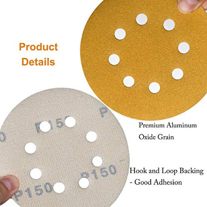 5-Inch 8-Hole Hook and Loop Sanding Discs 150-Grit, 100-Pack (100 Count)