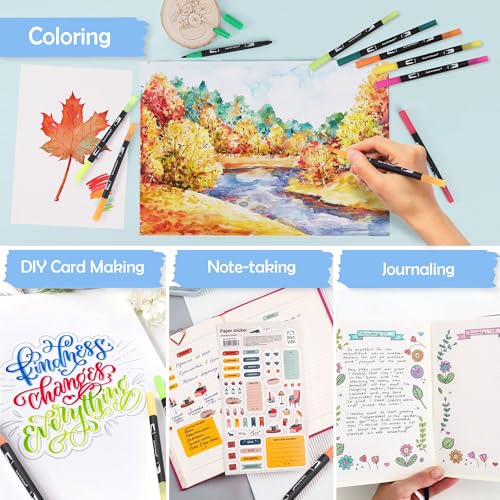 72 Colors Dual Tip Watercolor Paint Markers Pens (72 Count)