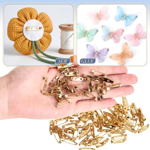 100 Pcs Brooch Pin Backs Bar Pins Backs for Crafts Safety Clasp with Plastic Box (100 Count)