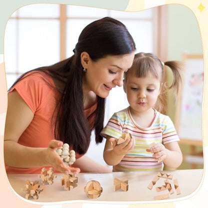 20 Pcs Wooden Brain Teaser Puzzles Small 3D Wooden Puzzles Wood Block Puzzle Logic Box Lock Mind IQ Test Removing Assembling for Adults (20 Count)