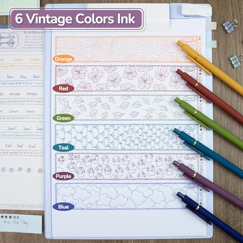 6 Pcs Color Pens for Journaling 0.5mm Fine Point Colored Gel Ink Pen (6 Count)