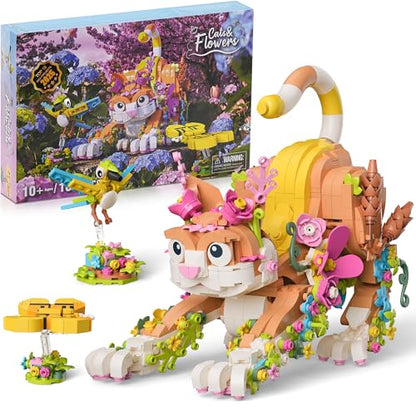 Cat and Flower Building Toy Set for Girl 10+