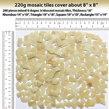 Iridescent Amber Glass Mosaic Tiles for Crafts (9 Ounce)
