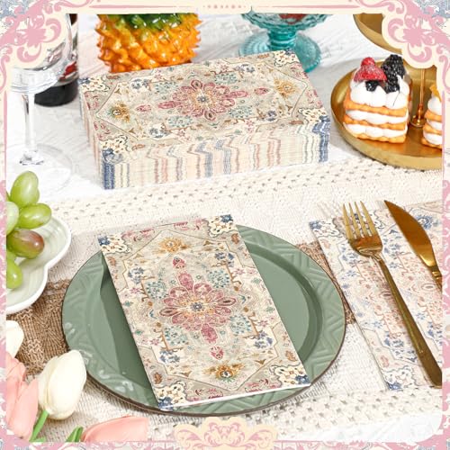 100 Pcs Boho Napkins Paper Guest Towels (100 Count)