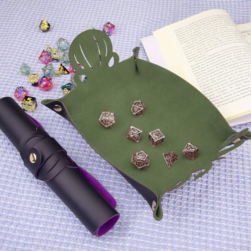 2 Pieces Octopus Dice Rolling Tray PU Leather Dice Mat Folding Scroll (2 Count)