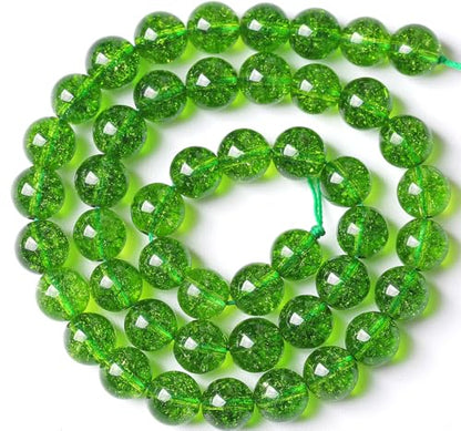 6MM Green Peridot Crystal Quartz Beads Natural Gemstone Beads Round Loose Beads for Jewelry and Bracelets Making 120pcs 2 Strands 32"