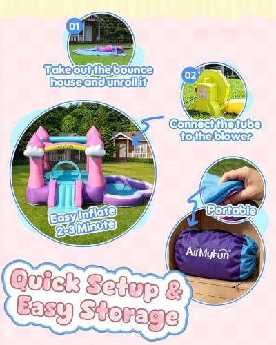 Pink Indoor Outdoor Inflatable Bounce House for Kids 3