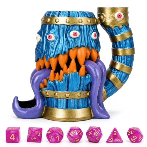 Dice Tower Mug DND Dice Rolling Tower with 7 PCS Dice Set