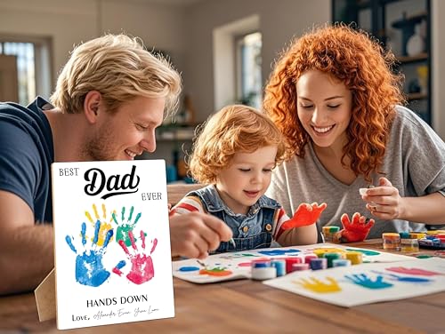 Best Dad Ever DIY Handprint Art Wooden Making Sign