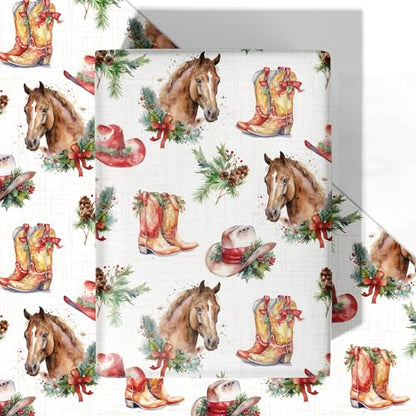 Christmas Horse Wrapping Paper Sheet (30 Sq Ft)